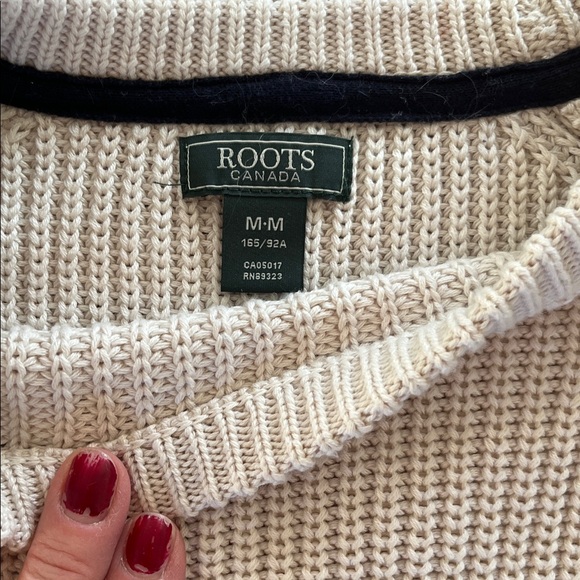 Roots Navy and Cream Knit Sweater cotton blend - Picture 2 of 6